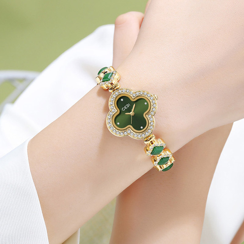 Iced Green Four Leaf Clover Women's Quartz Watch