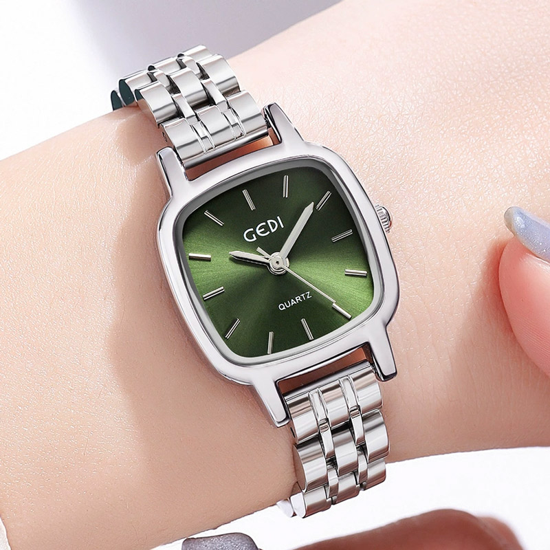 Square Women's Quartz Watch with Steel Strap