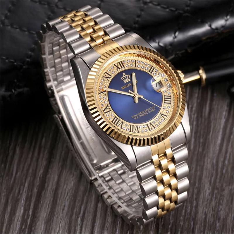 Iced Two-tone Roman Numeral Men's Quartz Watch