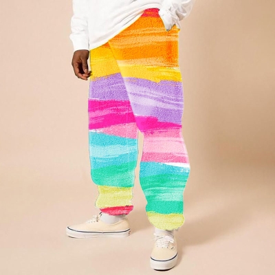 Colorful Striped Flannel Casual Pants