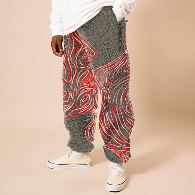 Art Portrait Print Flannel Lounge Pants