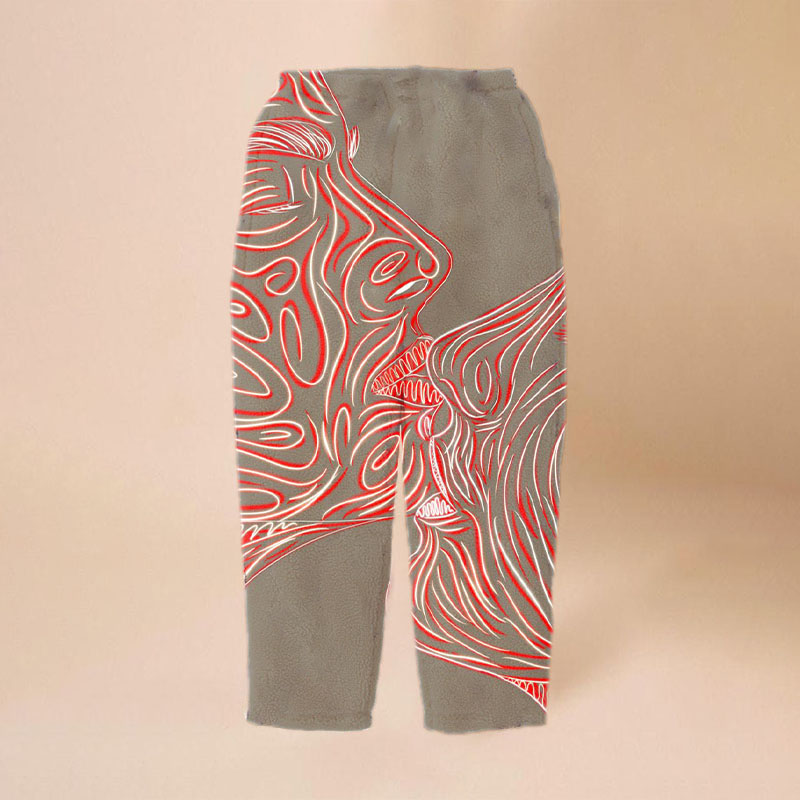 Art Portrait Print Flannel Lounge Pants