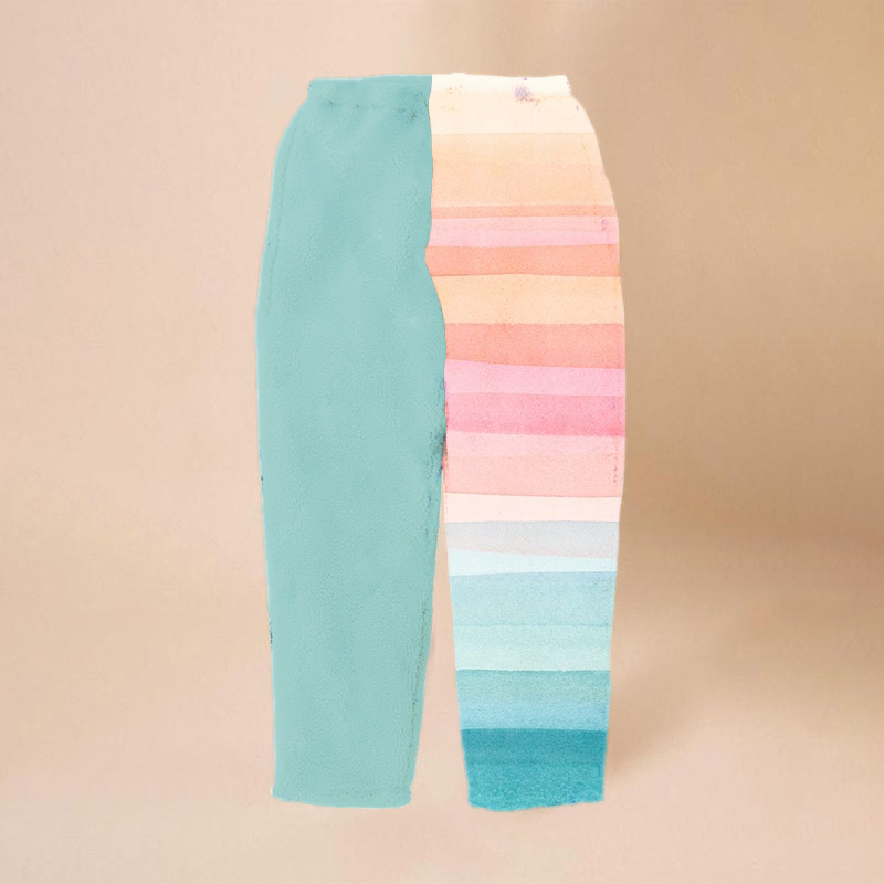 Colorblocked Striped Print Flannel Lounge Pants