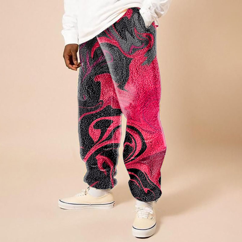 Black and Pink Rendered Print Flannel Lounge Pants