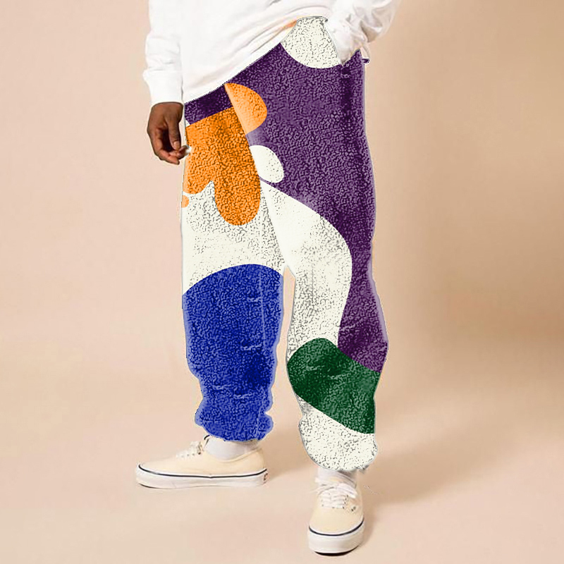 Striped Colorblock Graffiti Flannel Lounge Pants