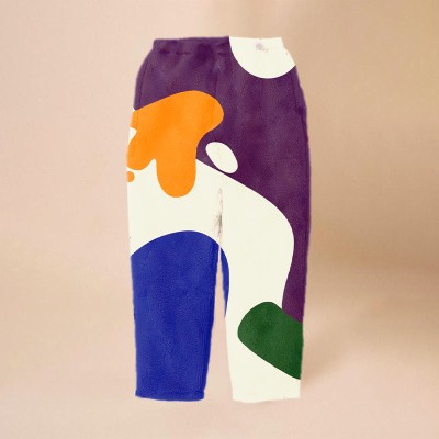 Striped Colorblock Graffiti Flannel Lounge Pants