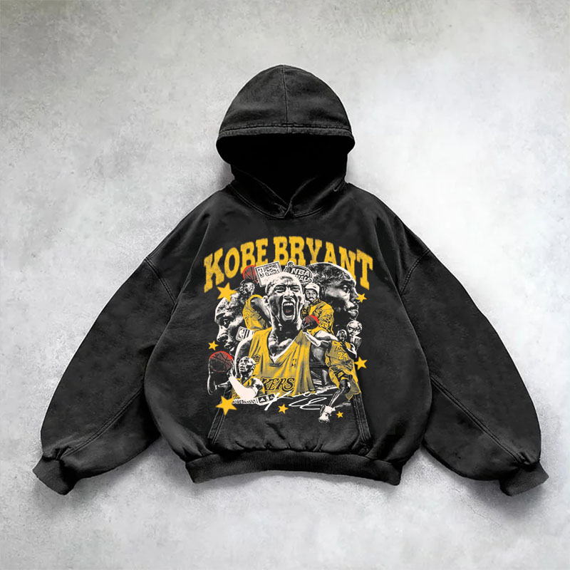 Vintage Basketball Star Illustration Washed Hoodie