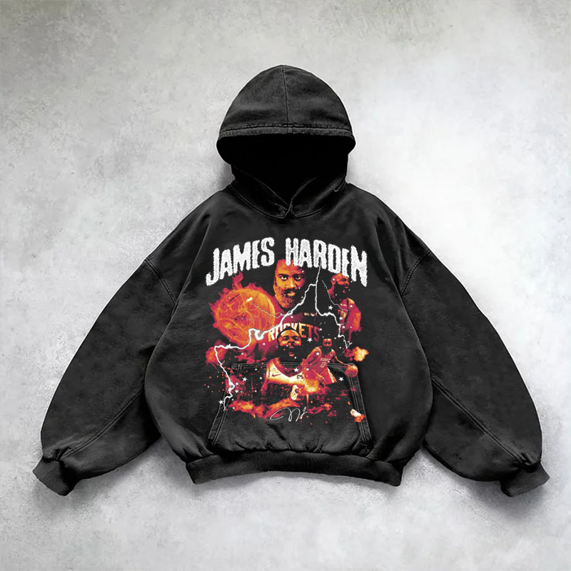 Vintage Basketball Star Illustration Washed Hoodie