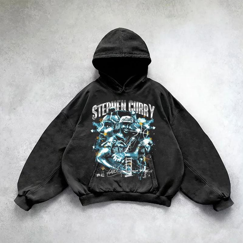 Vintage Basketball Star Illustration Washed Hoodie