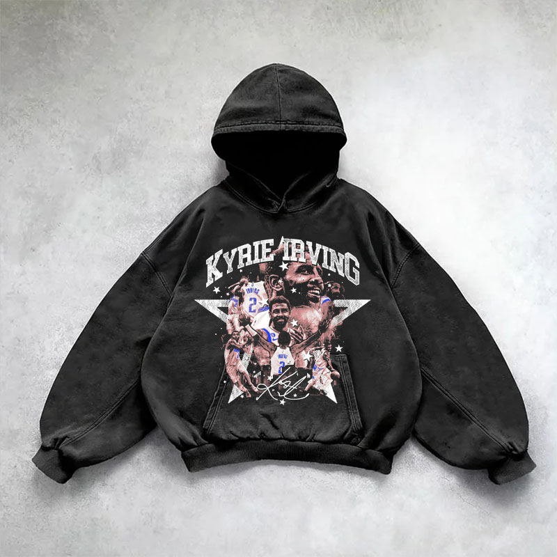 Vintage Basketball Star Illustration Washed Hoodie