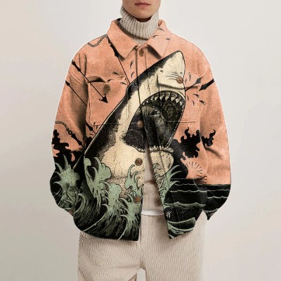 Wounded Shark Print Shirt Jacket