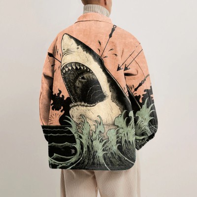 Wounded Shark Print Shirt Jacket