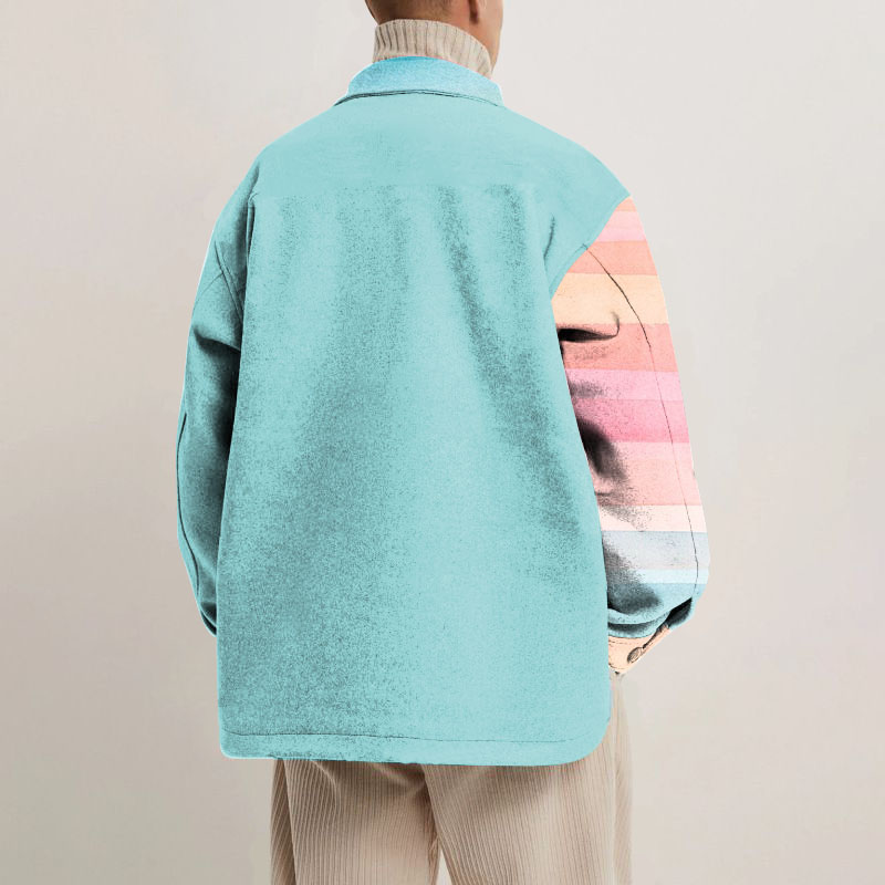 Striped Colorblock Shirt Jacket