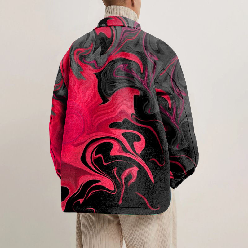 Black and Pink Rendering Print Shirt Jacket