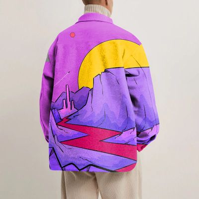 Landscape Print Shirt Jacket