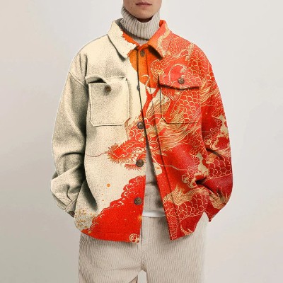 Chinese Dragon Print Shirt Jacket