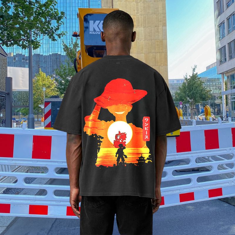 Anime Illustration Washed Cotton T-shirt