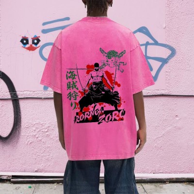 Anime Illustration Washed Cotton T-shirt