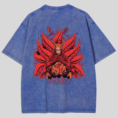 Anime Print Washed Cotton T-Shirt