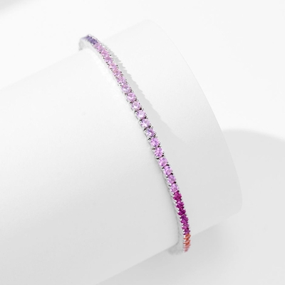 S925 Silver Colorful Gradient Tennis Bracelet