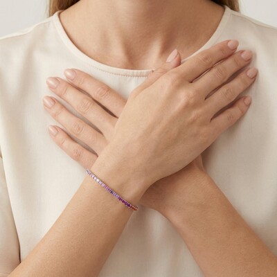 S925 Silver Colorful Gradient Tennis Bracelet