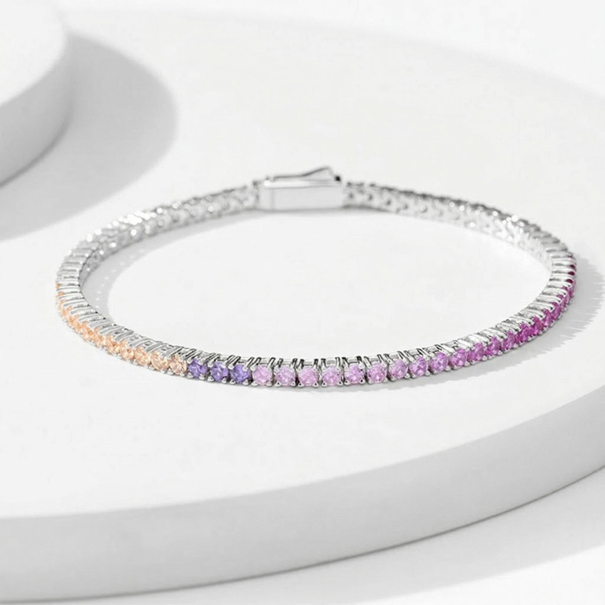 S925 Silver Colorful Gradient Tennis Bracelet S925 Silver Colorful Gradient Tennis Bracelet