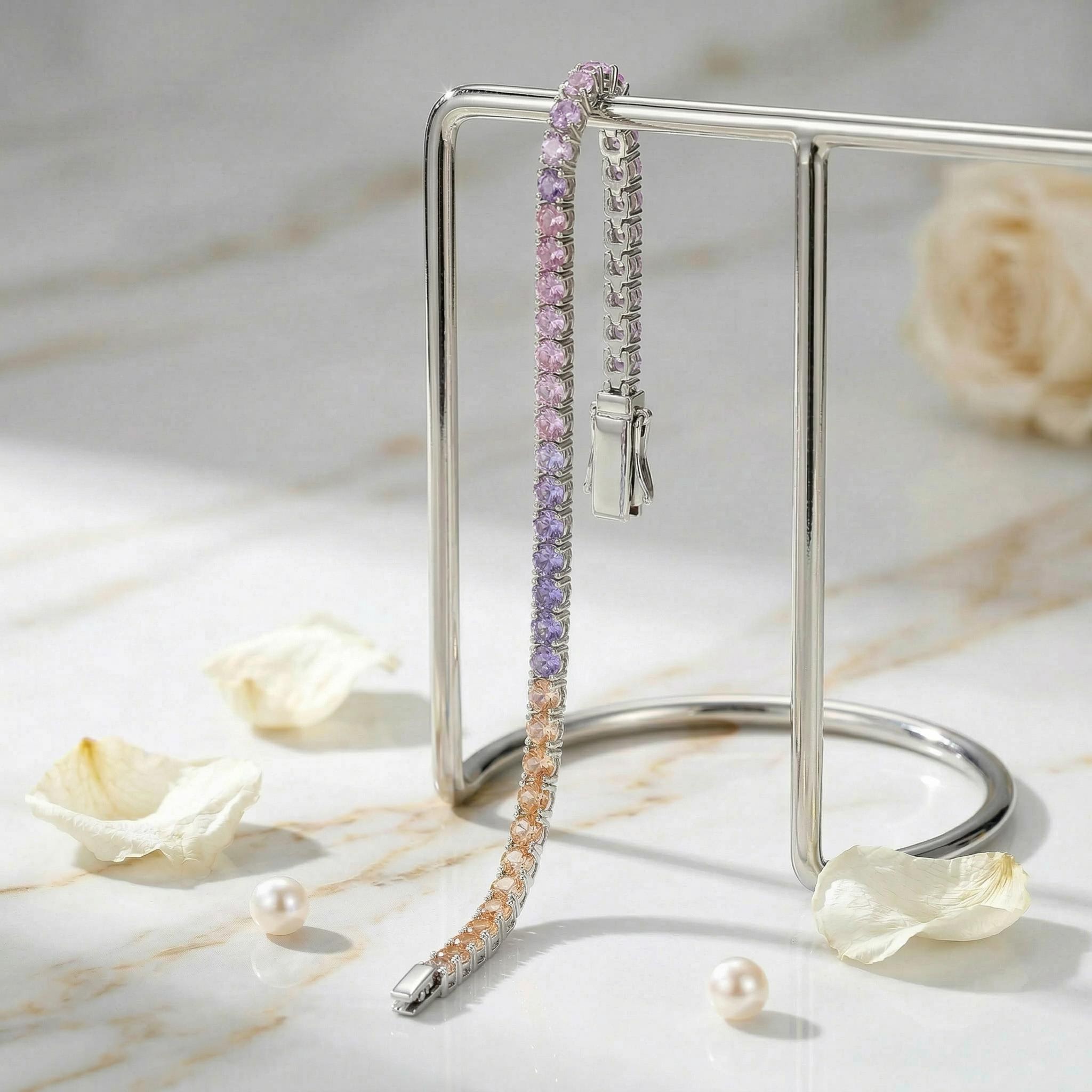 S925 Silver Colorful Gradient Tennis Bracelet S925 Silver Colorful Gradient Tennis Bracelet