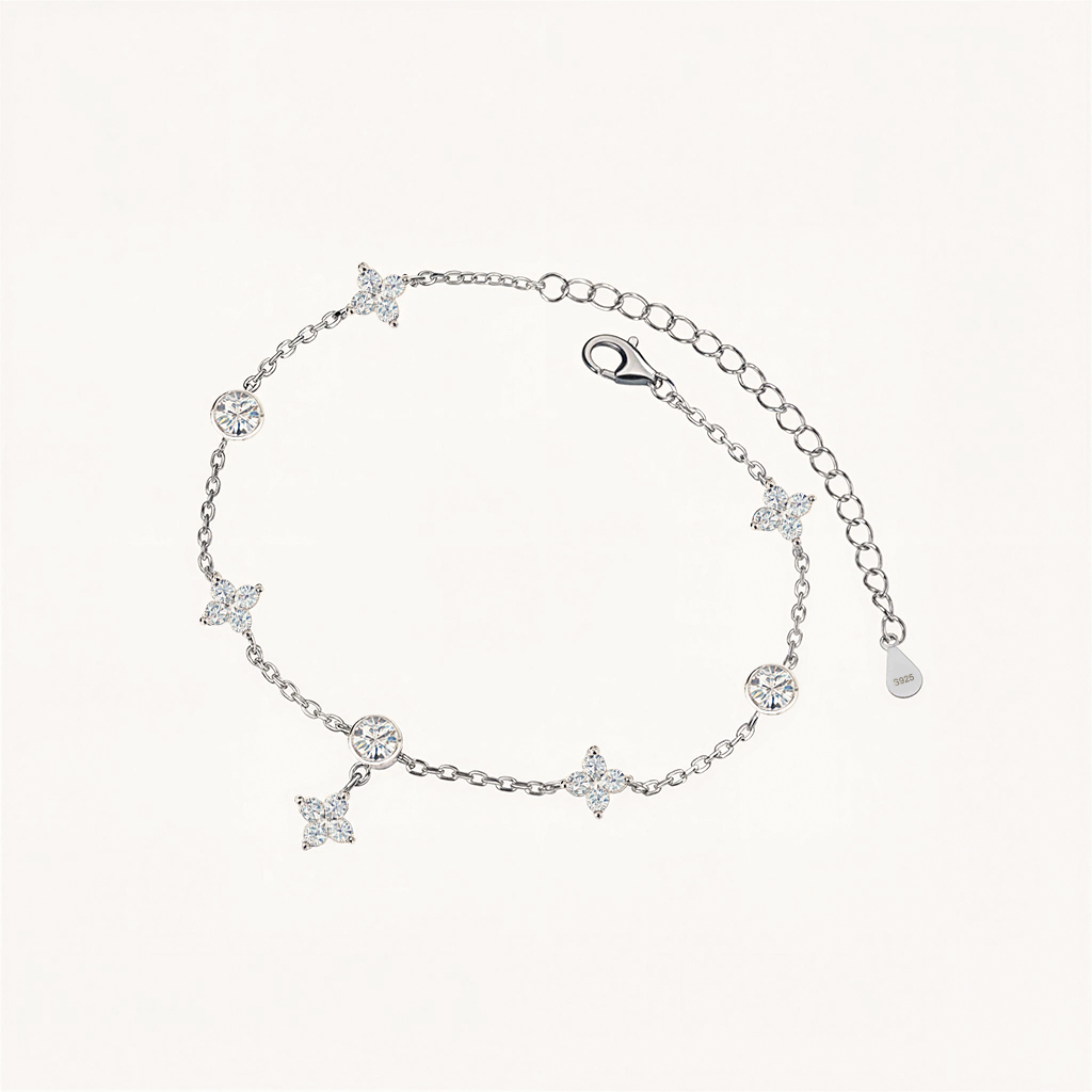 VVS Moissanite S925 Silver Four-leaf Clover Bracelet