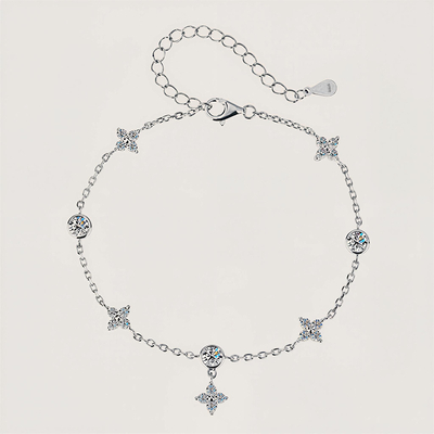 VVS Moissanite S925 Silver Four-leaf Clover Bracelet
