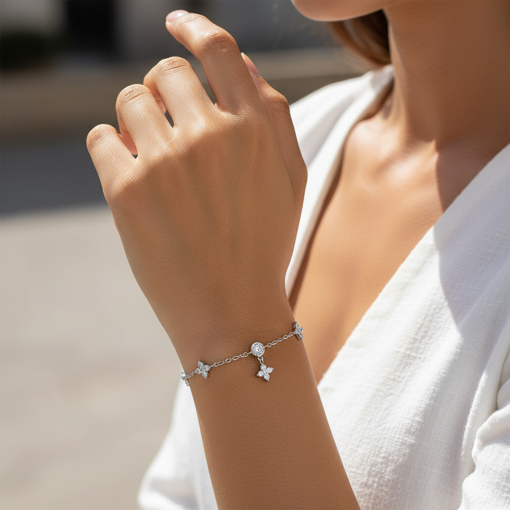 VVS Moissanite S925 Silver Four-leaf Clover Bracelet