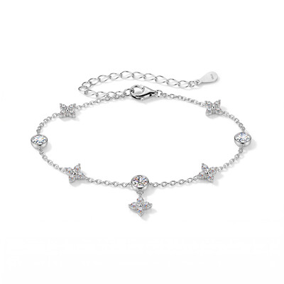 VVS Moissanite S925 Silver Four-leaf Clover Bracelet