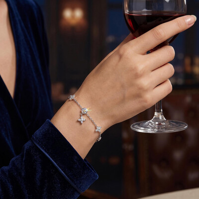 VVS Moissanite S925 Silver Four-leaf Clover Bracelet