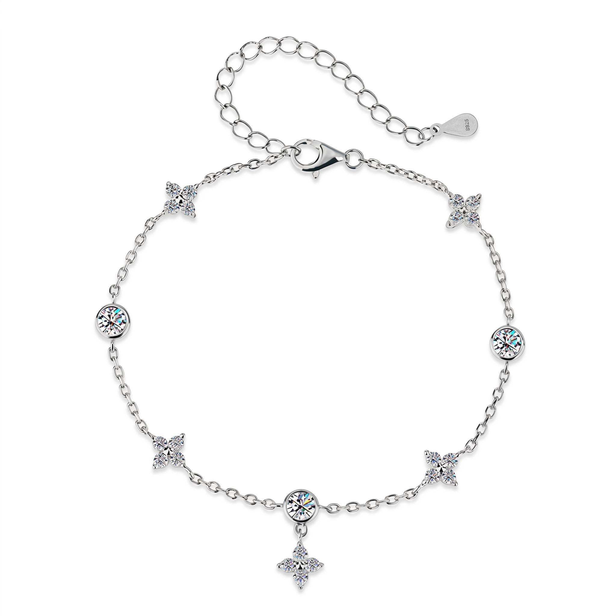 VVS Moissanite S925 Silver Four-leaf Clover Bracelet