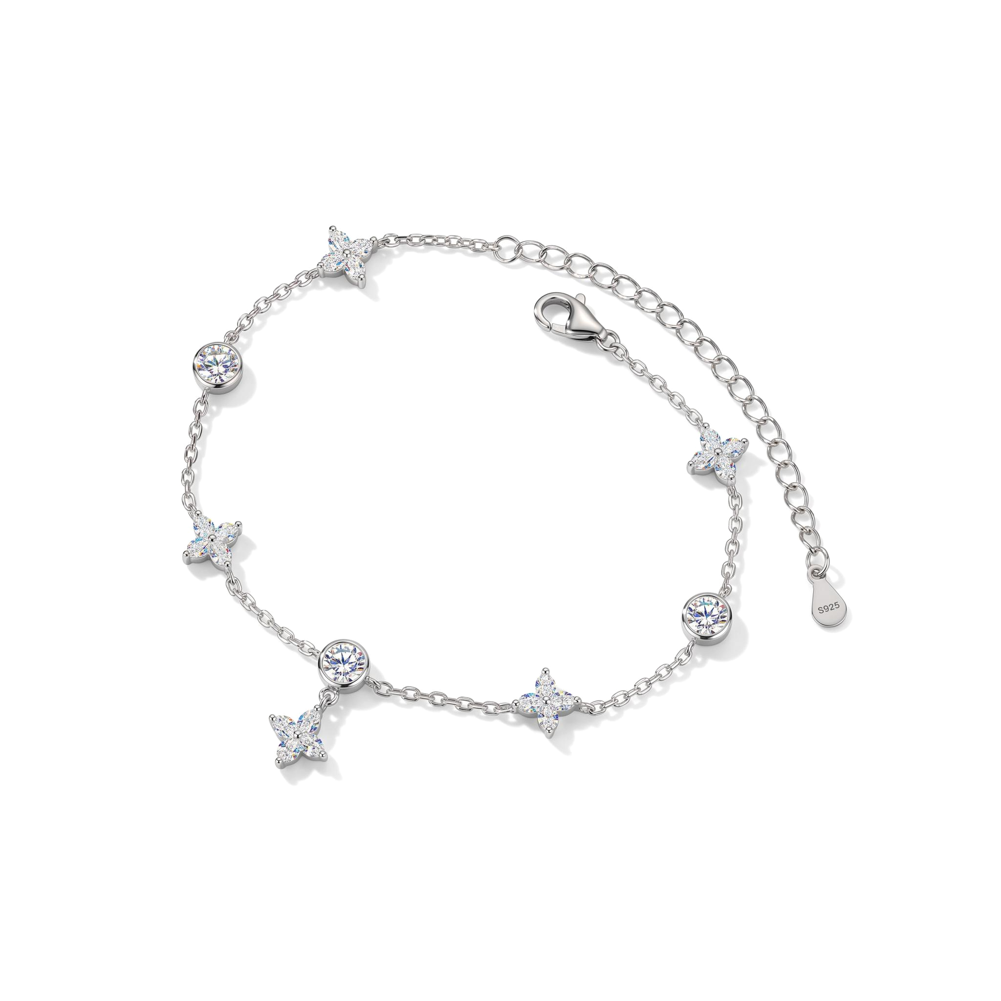 VVS Moissanite S925 Silver Four-leaf Clover Bracelet