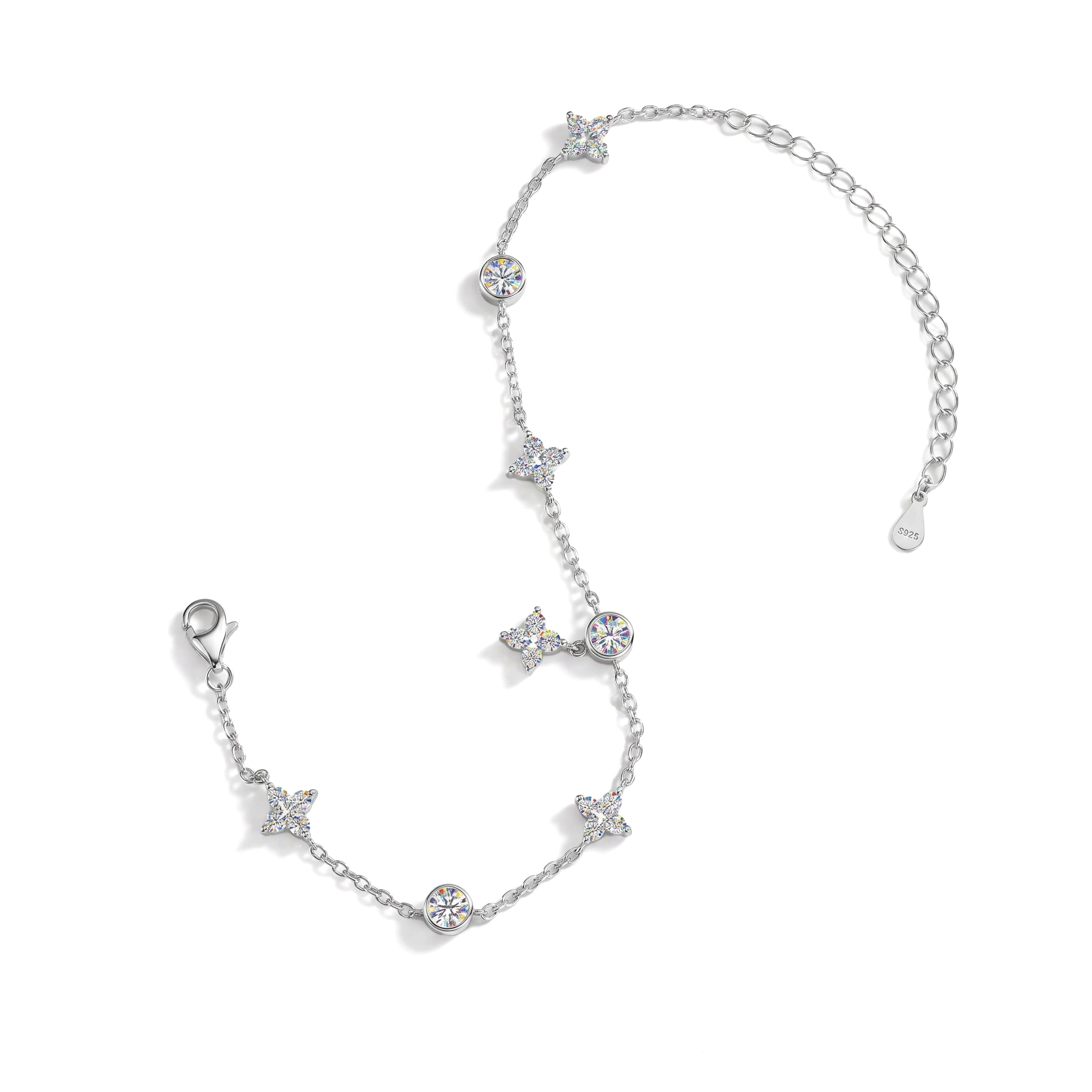 VVS Moissanite S925 Silver Four-leaf Clover Bracelet