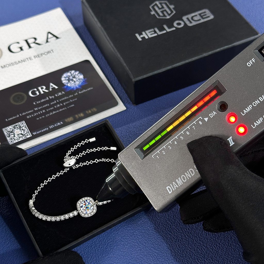 Colorful Round Cut VVS Moissanite S925 Silver Bracelet