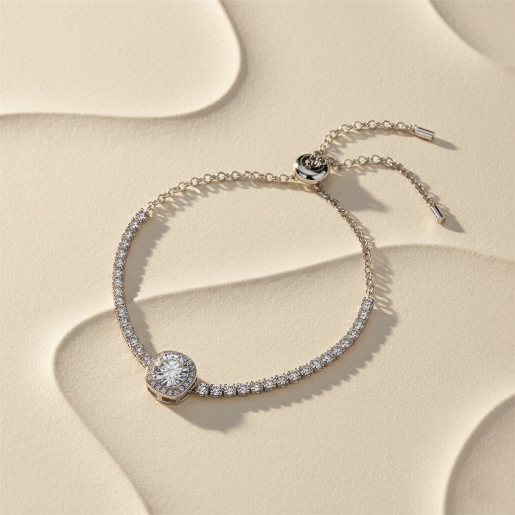 Colorful Round Cut VVS Moissanite S925 Silver Bracelet