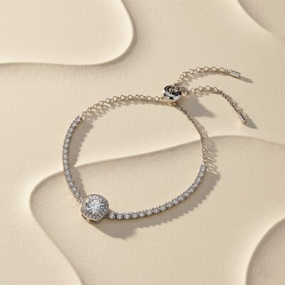 Colorful Round Cut VVS Moissanite S925 Silver Bracelet