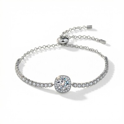 Colorful Round Cut VVS Moissanite S925 Silver Bracelet Colorful Round Cut VVS Moissanite S925 Silver Bracelet