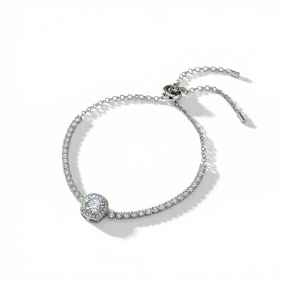 Colorful Round Cut VVS Moissanite S925 Silver Bracelet