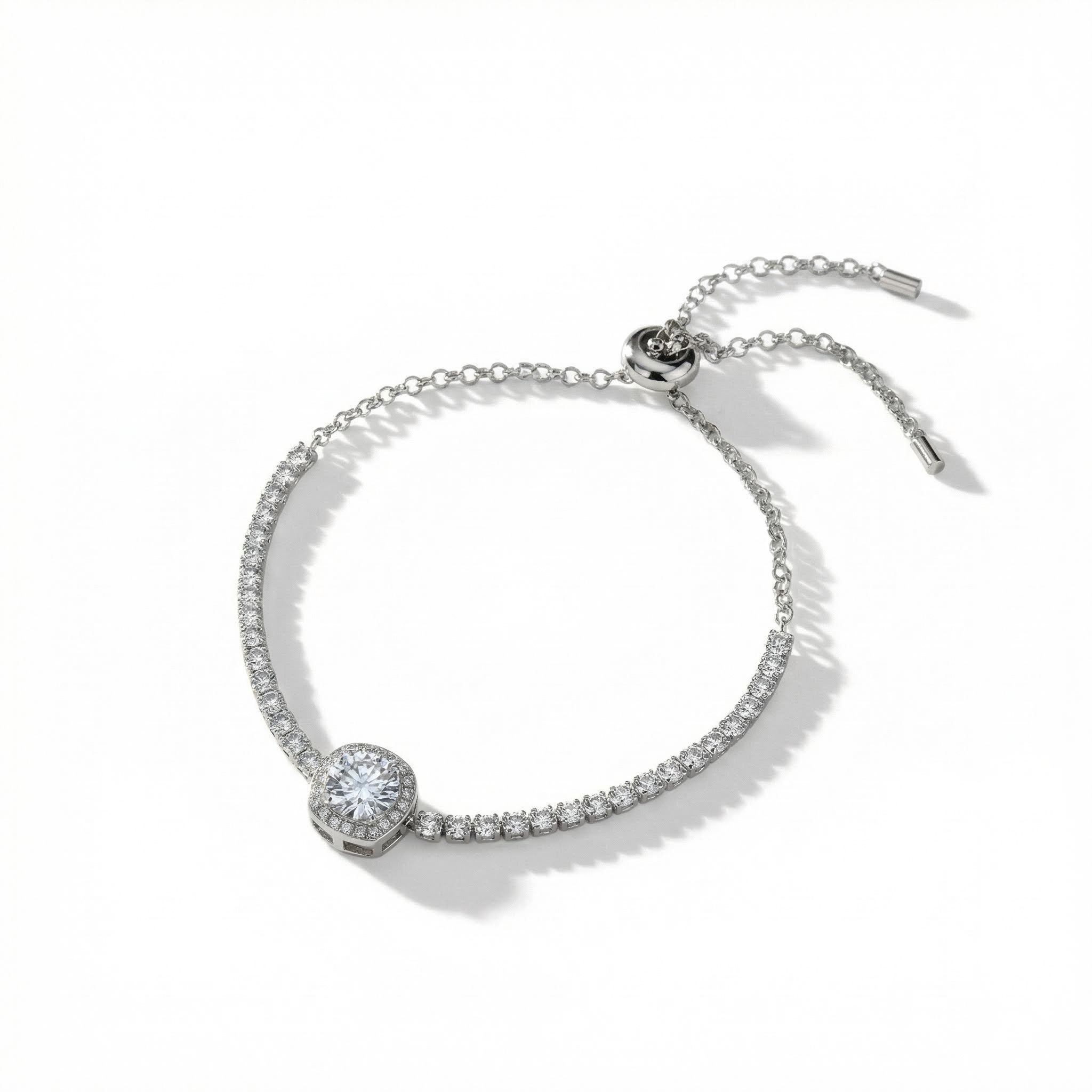 Colorful Round Cut VVS Moissanite S925 Silver Bracelet