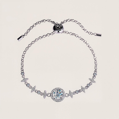 Colorful Round Cut VVS Moissanite S925 Silver Gypsophila Bracelet