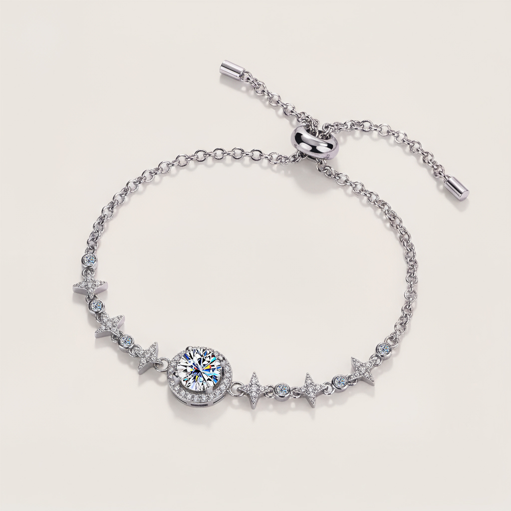 Colorful Round Cut VVS Moissanite S925 Silver Gypsophila Bracelet