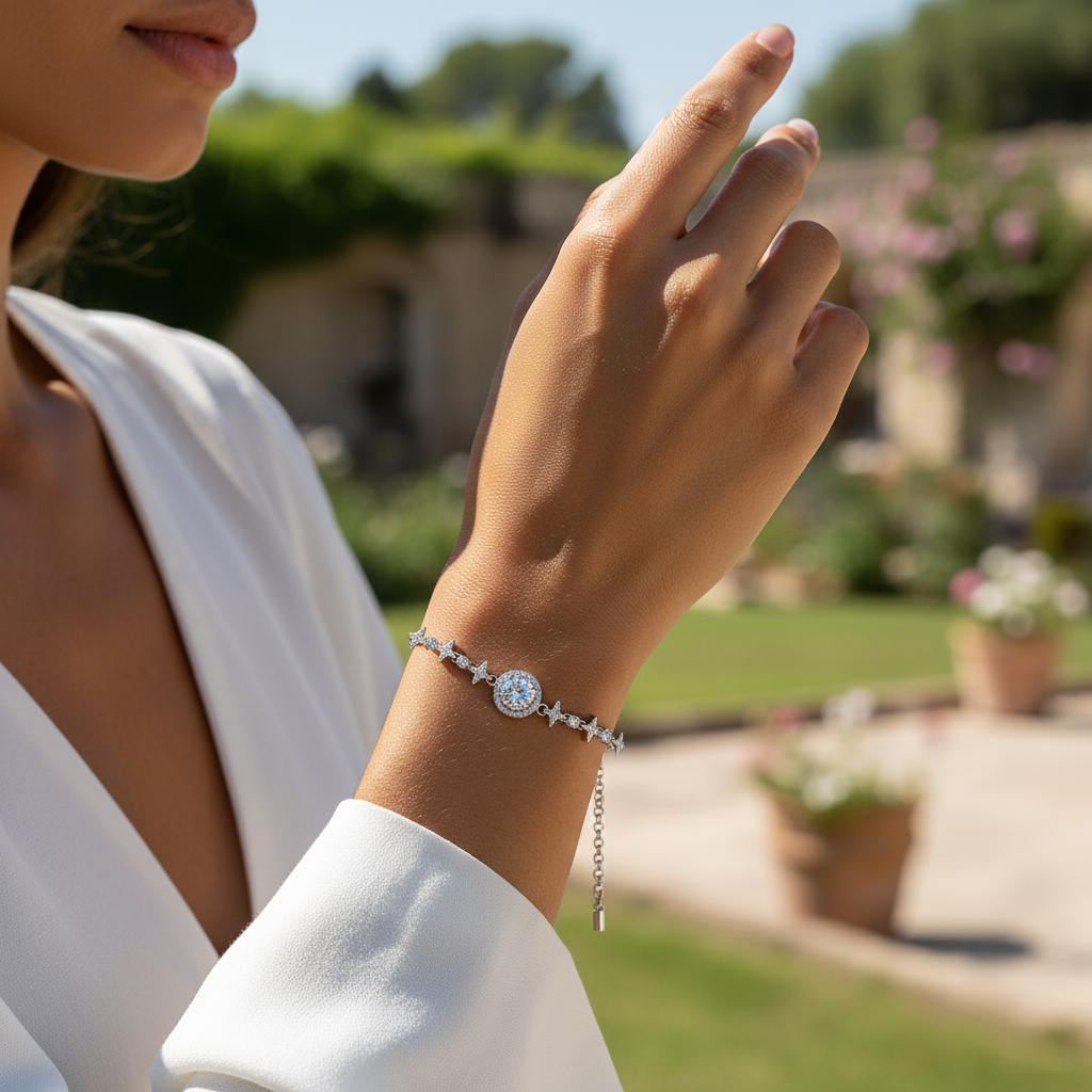 Colorful Round Cut VVS Moissanite S925 Silver Gypsophila Bracelet