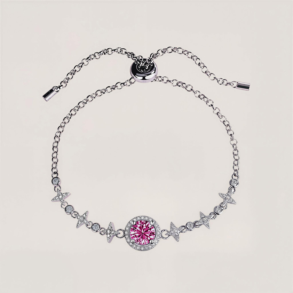 Colorful Round Cut VVS Moissanite S925 Silver Gypsophila Bracelet