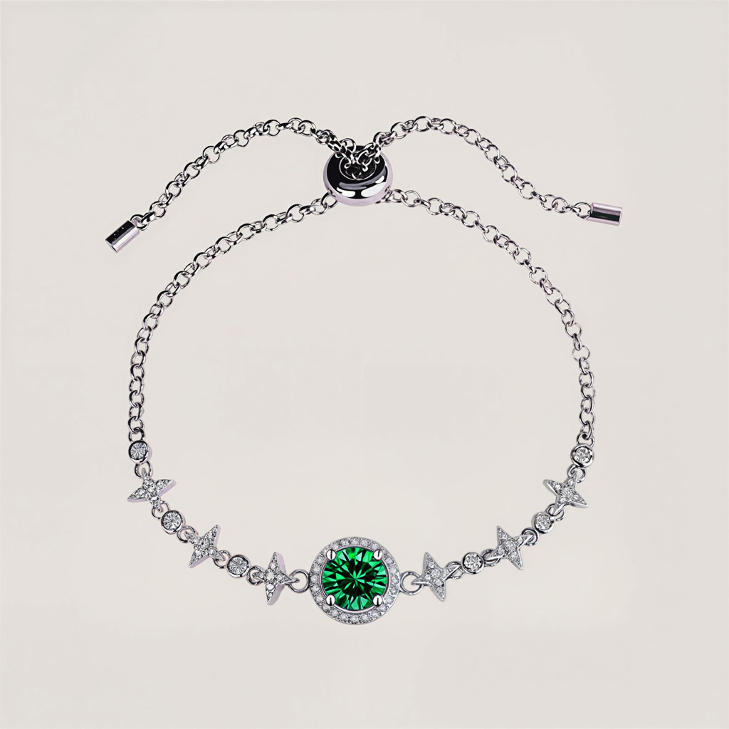 Colorful Round Cut VVS Moissanite S925 Silver Gypsophila Bracelet