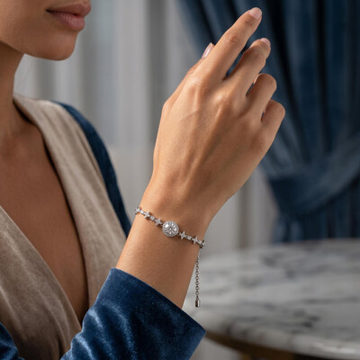 Colorful Round Cut VVS Moissanite S925 Silver Gypsophila Bracelet