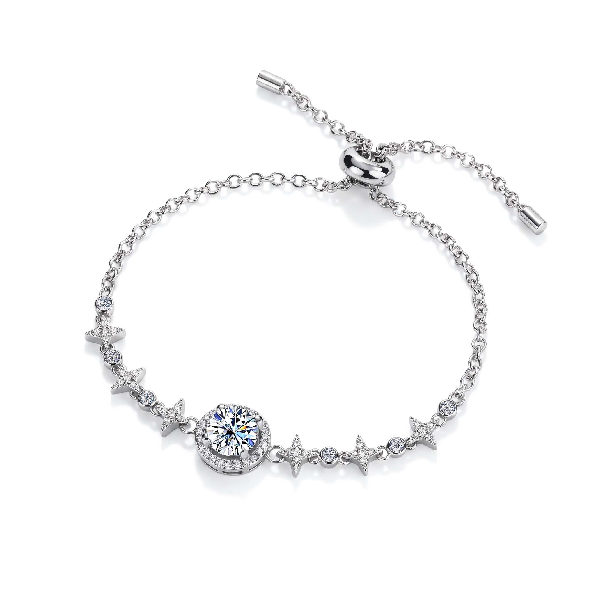 Colorful Round Cut VVS Moissanite S925 Silver Gypsophila Bracelet Colorful Round Cut VVS Moissanite S925 Silver Gypsophila Bracelet