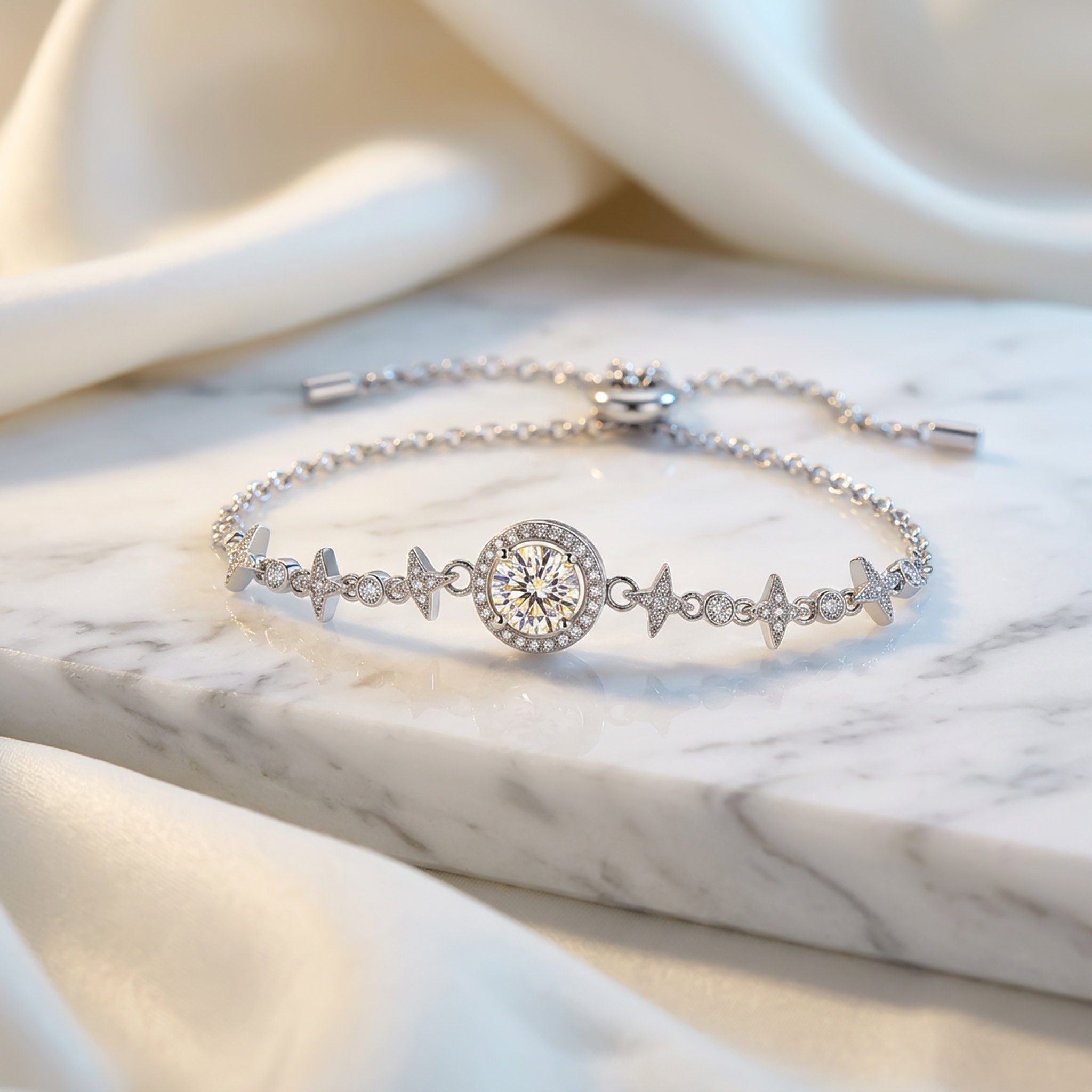 Colorful Round Cut VVS Moissanite S925 Silver Gypsophila Bracelet Colorful Round Cut VVS Moissanite S925 Silver Gypsophila Bracelet