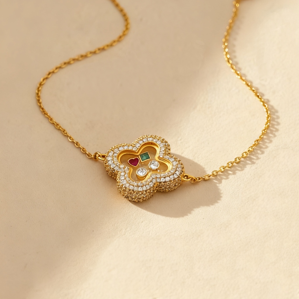 S925 Silver Clover Shaped Dancing Diamonds Bracelet